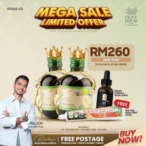 2 Olivie Plus + Free Minyak Habbatus Sauda + Free  Ubat Gigi Garam Bukit