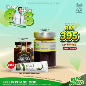 Olivie Power 340g + Free Madu Kyrgyzstan 125g + Free Ubat Gigi Bunga Cengkih